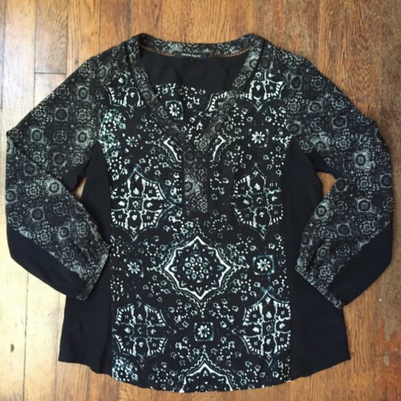 Nanette Lepore 100% Silk Print Paneled Tunic Top - Picture 1 of 8